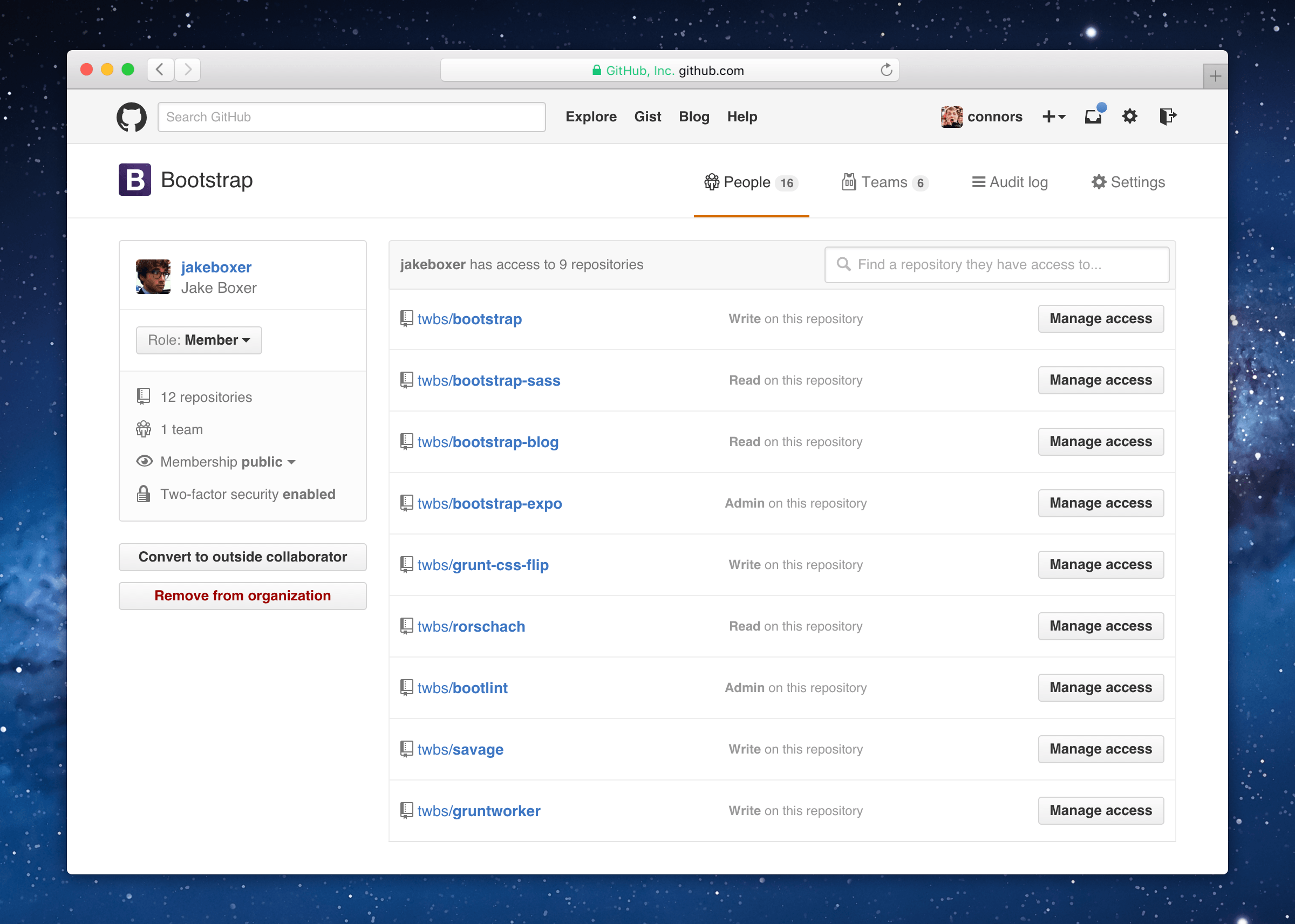 Organization permissions user