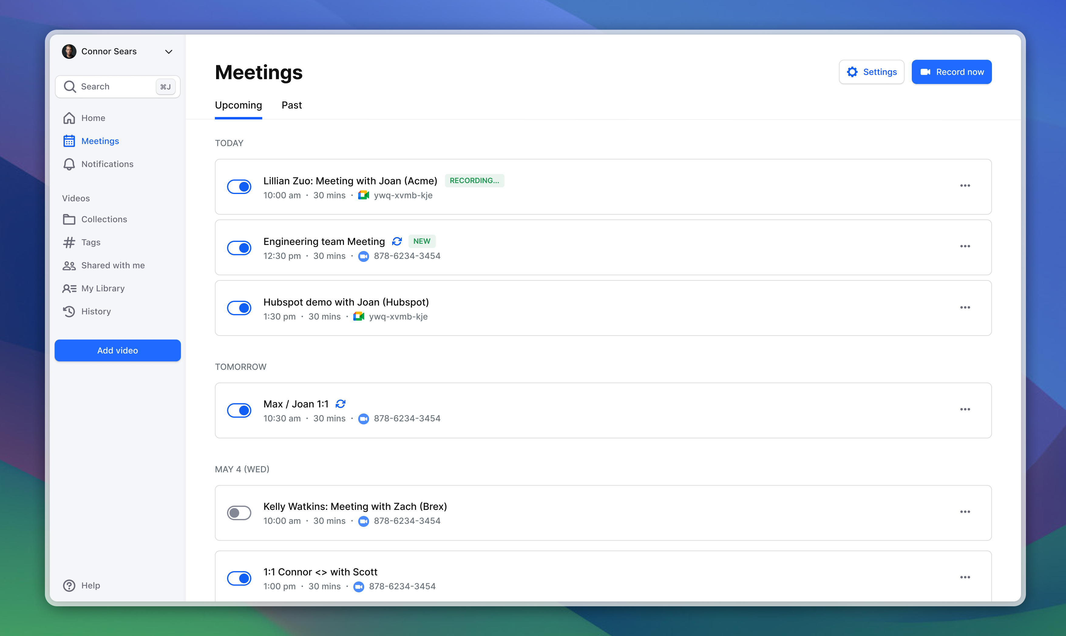 Rewatch calendar page